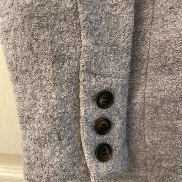 NWOT- Rachel Zoe Wool Blend Trench Style Coat Light Grey, Single Breasted SMALL - Picture 3 of 5